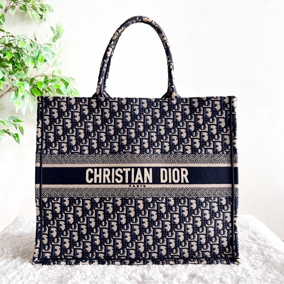 Dior Handbags - Christian Dior Large Book Tote Oblique Blue